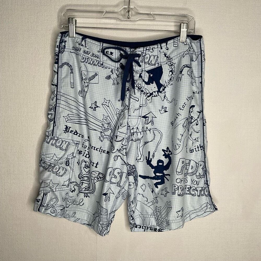 Vintage Napoleon Dynamite 2006 Board shorts Mens 30 x 9 Graphic RaRe print‎ Y2K